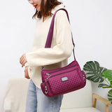 Plaid Shoulder Bag Women Waterproof Oxford Crossbody Handbag