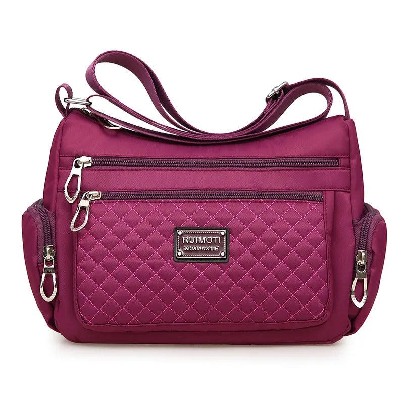 Plaid Shoulder Bag Women Waterproof Oxford Crossbody Handbag