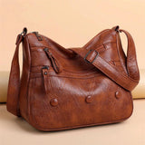 Vintage Shoulder Women's Bag Washed PU Leather Crossbody Bag
