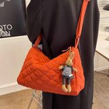 Quilted Large Shoulder Bag for Women Crossbody Bag Embroidery