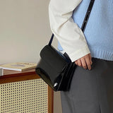 Retro Patent Leather Shoulder Bag For Women Flap Crossbody Bag