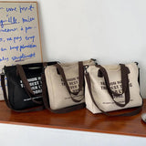 Canvas Handbags Women Shoulder Bag Casual Black/Khaki/Beige Big Tote