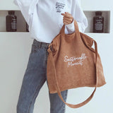 Corduroy Handbag Large Capacity Tote Bag for Women
