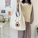 Soft Shopper Bags Lamb Wool Fabric Shoulder Bag Handbag Tote Large Capacity