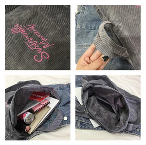 Corduroy Crossbody Bag Large Capacity Solid Color Female Handbag