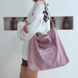 Corduroy Crossbody Bag Large Capacity Solid Color Female Handbag