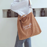 Corduroy Crossbody Bag Large Capacity Solid Color Female Handbag