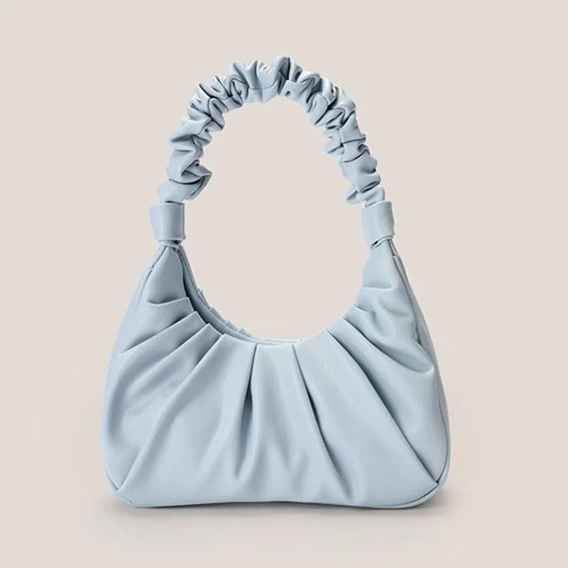 Female Underarm Bag Cloud Fold Handbags Messenger Summer Pu Leather Solid Bag