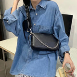 Chic PU Leather Shoulder Bag with Chains, Crossbody