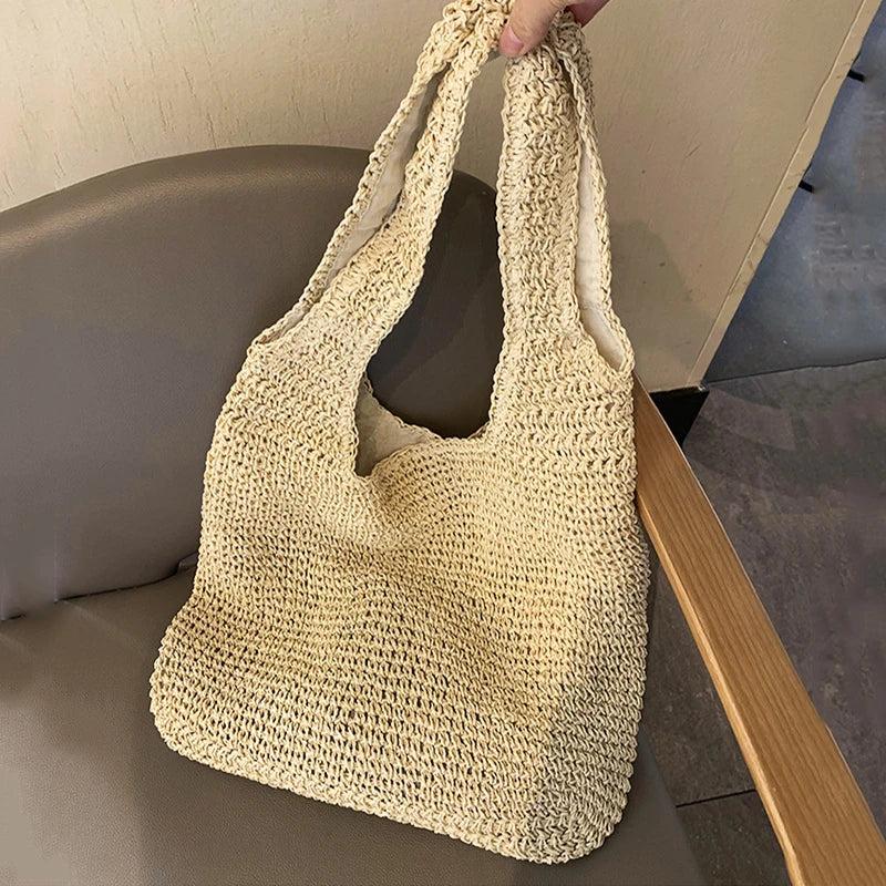 Large Capacity Straw Tote Bags Women Rattan Woven Handbags