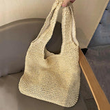 Large Capacity Straw Tote Bags Women Rattan Woven Handbags