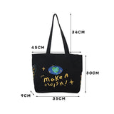 Women's Denim Shoulder Bag Embroidered Handbag Purse Tote with Outer Pocket