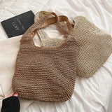 Women Large Capacity Straw Woven Travel Tote Bag for Shopping