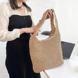 Women Large Capacity Straw Woven Travel Tote Bag for Shopping