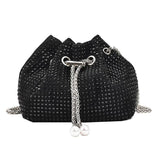 Women Rhinestone Armpit Bucket Handbag Crossbody Clutch Party Purse