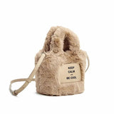 Female Plush Bucket Bag Cross-body Handbag