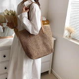 Summer Straw Bag Large Capacity Rattan Beach Handbag