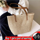 Summer Straw Bag Large Capacity Rattan Beach Handbag
