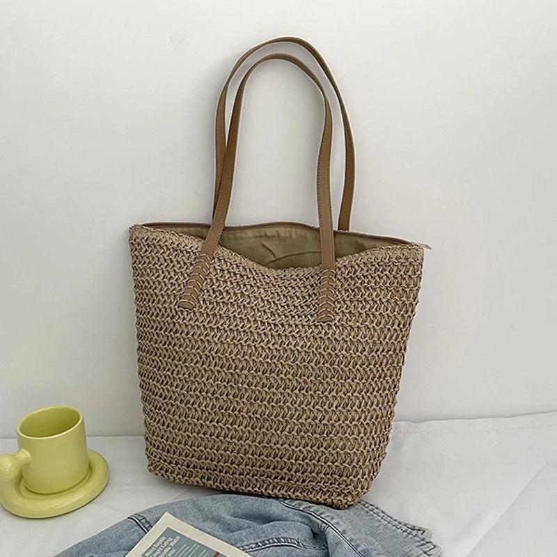 Summer Straw Bag Large Capacity Rattan Beach Handbag