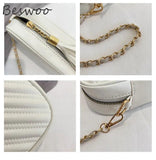 Women's Vintage Thread Crossbody Bag Soft PU Leather Tassel Purses Chain Bag