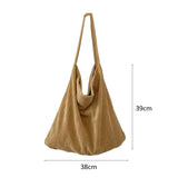 Corduroy Casual Tote Women Travel Reusable Handbag Large Shoulder Bag
