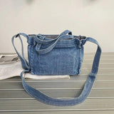 Retro Denim Crossbody Bag with Pockets for Travel and College