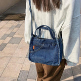 Retro Denim Crossbody Bag with Pockets for Travel and College