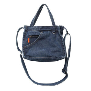 Retro Denim Crossbody Bag with Pockets for Travel and College