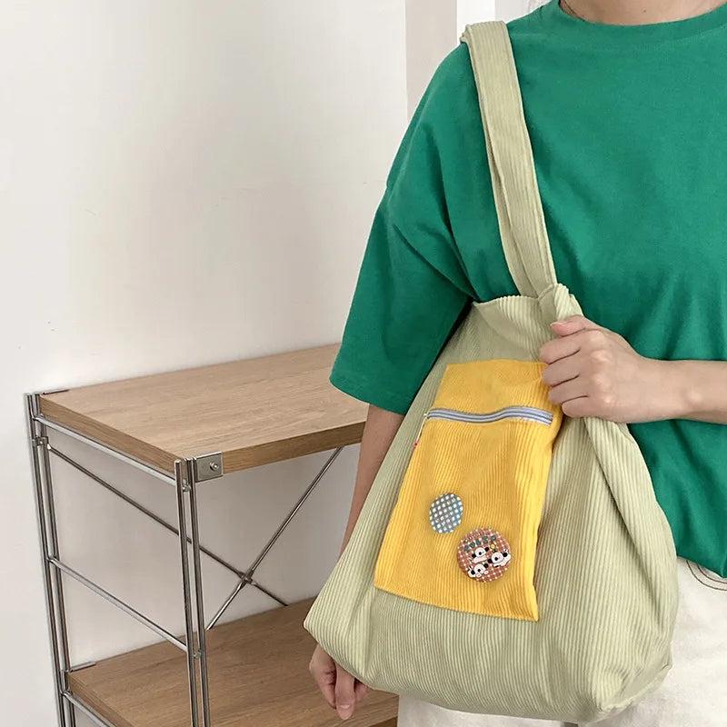 Corduroy Bag Handbags Women Large Shopping Bags
