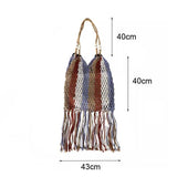 Colorful Summer Beach Bag Woven Knitted Straw Handbag Tassel Shoulder Bags