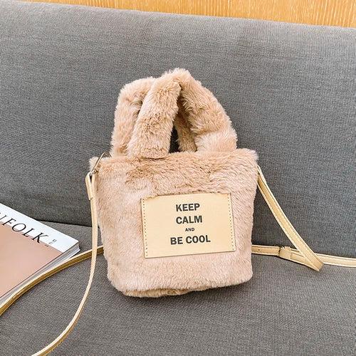 Winter Plush Tote Handbag Faux Fur Shoulder Bag