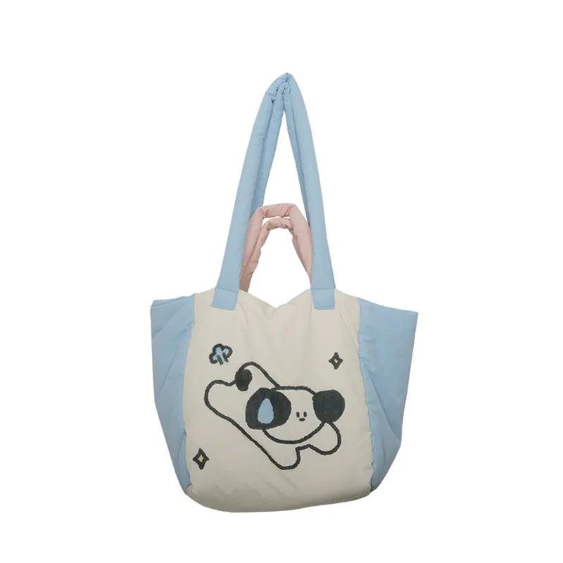 Cotton Shoulder Bag Puppy Large Capacity Casual Tote Schoolbag