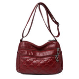 Retro Rhombus Leather Shoulder Bag for Women