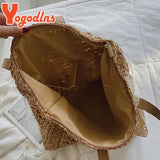 Bohemian Ribbon Straw Bag Women Large Capacity Woven Rattan Tote Bag