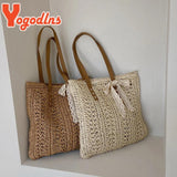 Bohemian Ribbon Straw Bag Women Large Capacity Woven Rattan Tote Bag