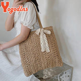 Bohemian Ribbon Straw Bag Women Large Capacity Woven Rattan Tote Bag