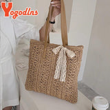 Bohemian Ribbon Straw Bag Women Large Capacity Woven Rattan Tote Bag