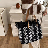 Large Capacity Woven Knitting Shoulder Bag Beach Handbag