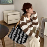 Large Capacity Woven Knitting Shoulder Bag Beach Handbag