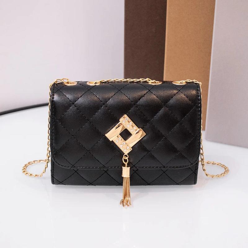 Diamonds Tassel Quilted Crossbody Bag Women PU Leather Small Messenger