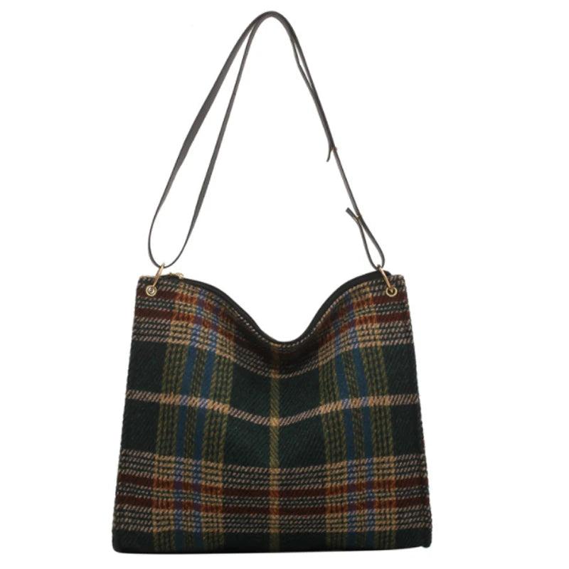Large Capacity Women Handbag Style Woolen Shoulder Tote Bag