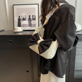 Stripe Bowknot Shoulder Bag Corduroy Cotton Girl Minaudiere Shoulder Bag