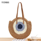 Round Straw Bags Women Shopping Bag Woven Circle Rattan Beach Handbags