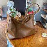 Vintage Large Capacity Soft Leather Crossbody Bag Armpit Bag Portable Handbag