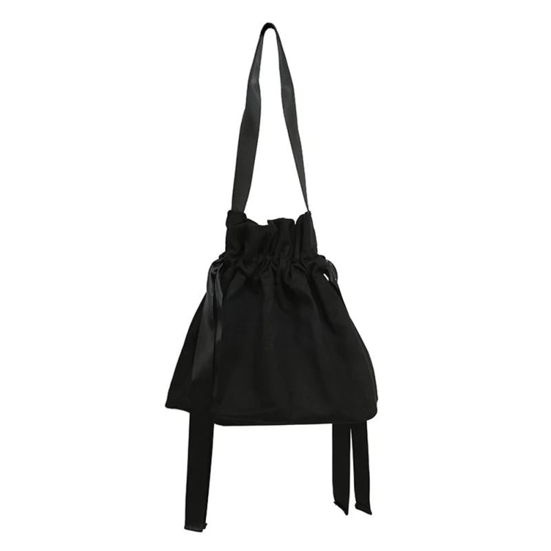 Casual Shoulder Bag Canvas Lady's Bag Large Drawstring Foldable Shopping Bag