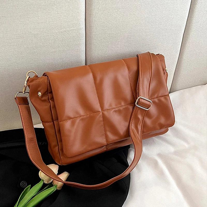 Space Cotton Shoulder Bag Women Leather Crossbody Bag