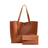 Women's PU Leather Handbag Tassel Bag Set