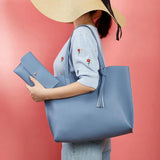 Women's PU Leather Handbag Tassel Bag Set