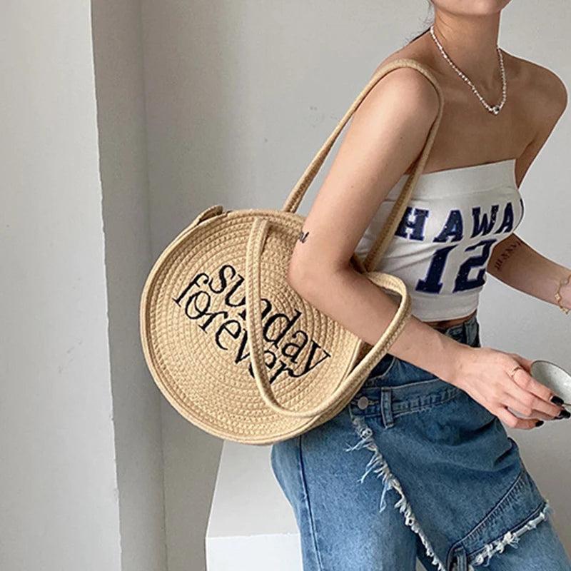 Summer Straw Bag Large Capacity Beach Handbag