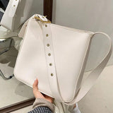 Vintage PU Leather Shoulder Bag for Women Casual Large Capacity Crossbody Bags